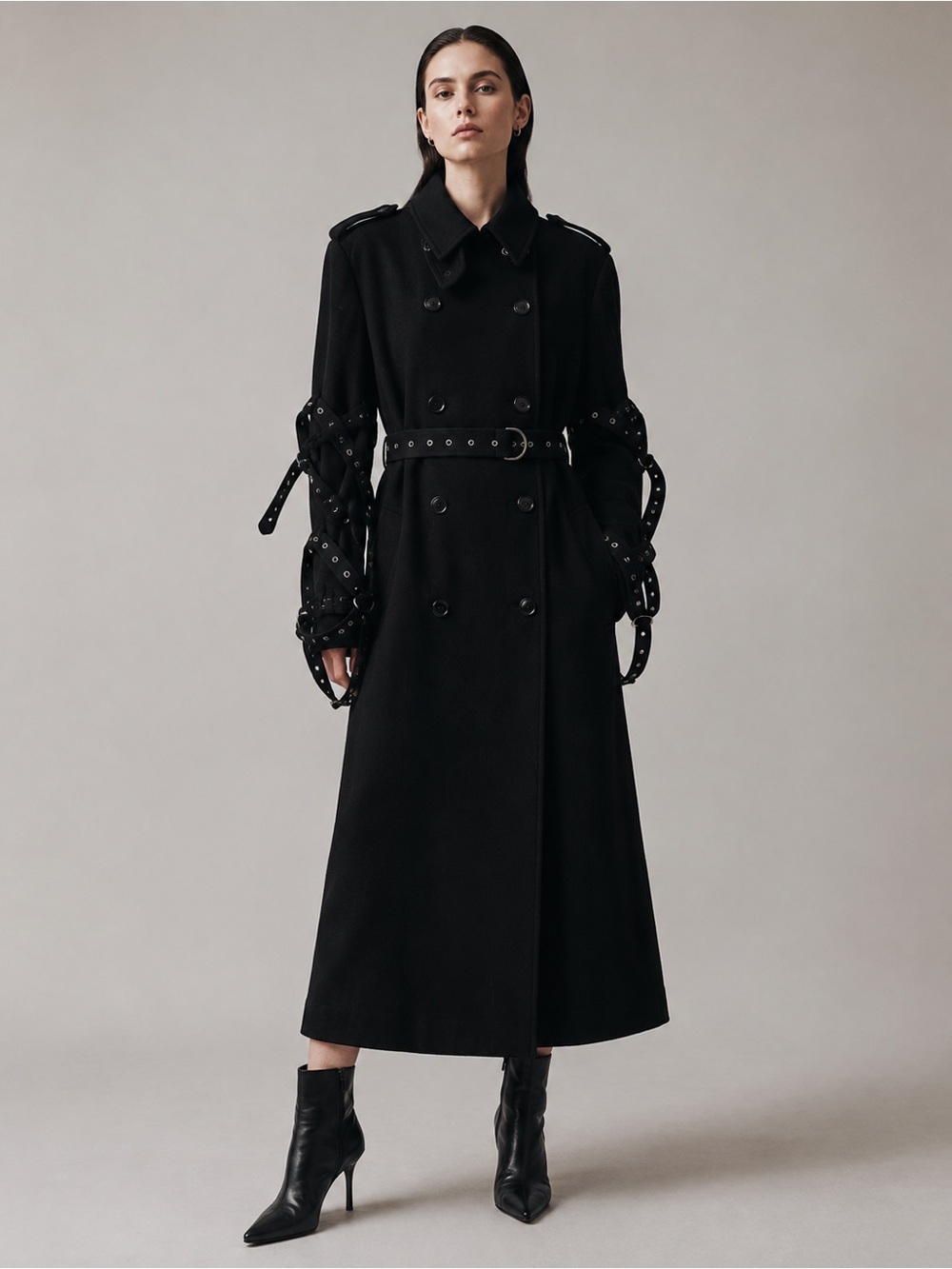 JOR by Guomunder Jorundsson Long Double-Breasted Trench Coat - Sz M